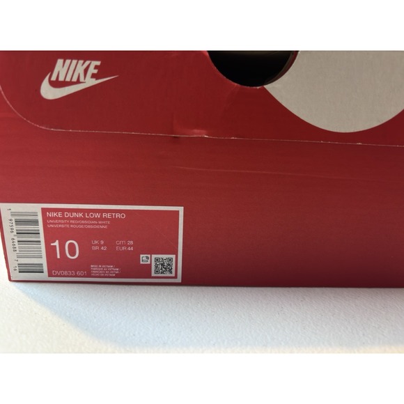 Nike Dunk Low Retro University Red Obsidian Sneakers DV0833-601 Mens Size 10 NEW - Picture 11 of 11